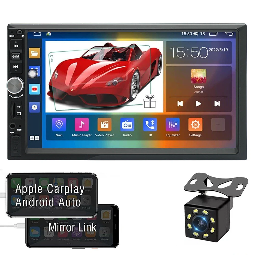 

Universal Android Auto Carplay 2 Din Car Radio Stereo 7 INCH Touch Screen Multimedia Player BT Autoaudio FM Receiver Mirror Link