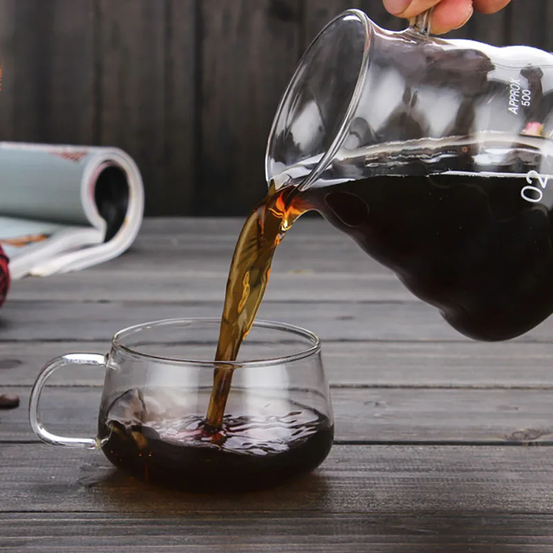 Coffee Kettle Leeseph 350/600ml Clear Glass Sharing Pot Lids Pour Over Espresso Maker Accessories
