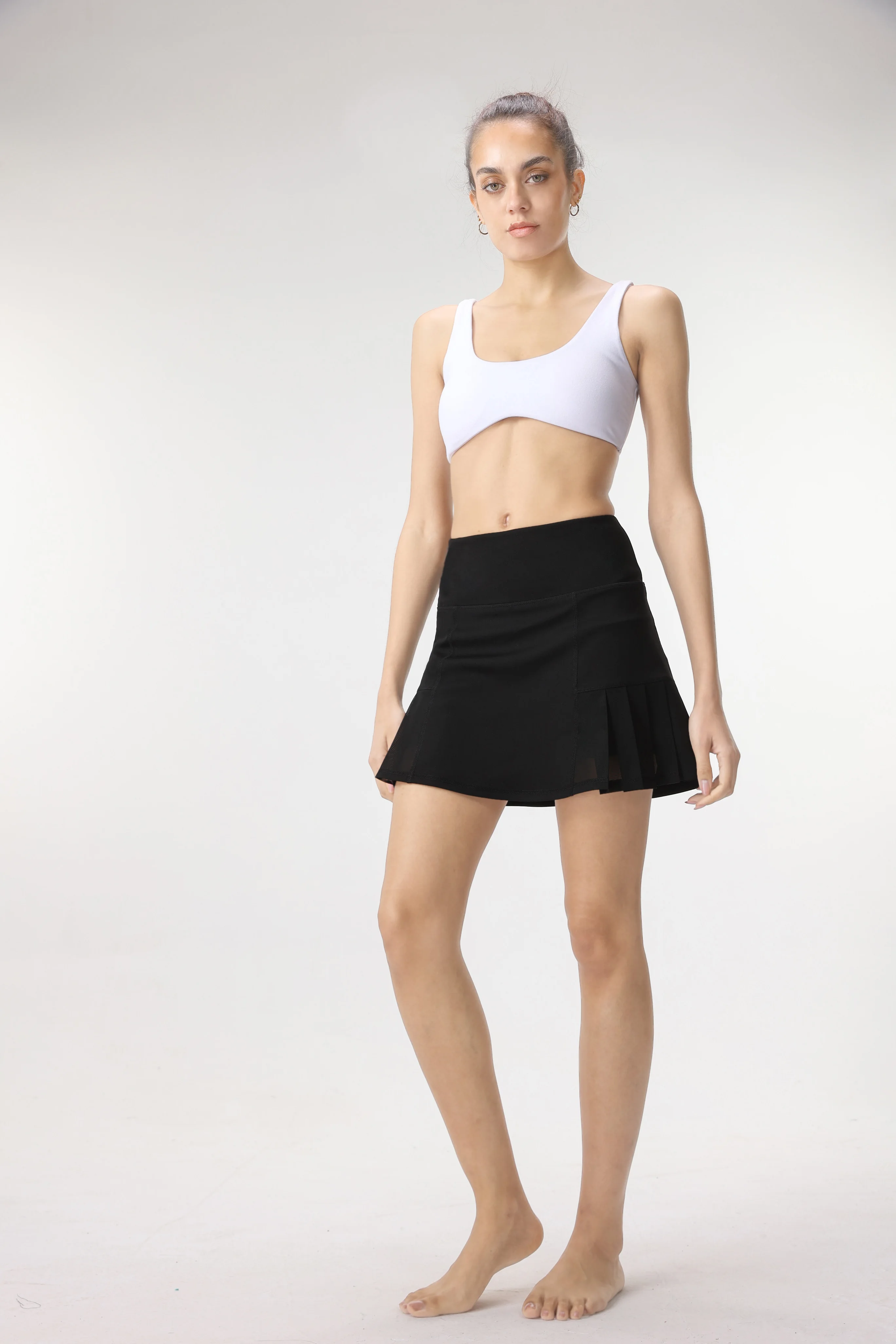 Premium Tennis Skirt Black Sport Shorts with Lining