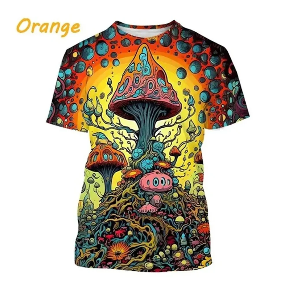 

Mushroom 3D Printing T Shirt Plant Pattern Round Neck Short Sleeve Forest Fashion Casual Unisex Tops Tshirt High Quality T-shirt