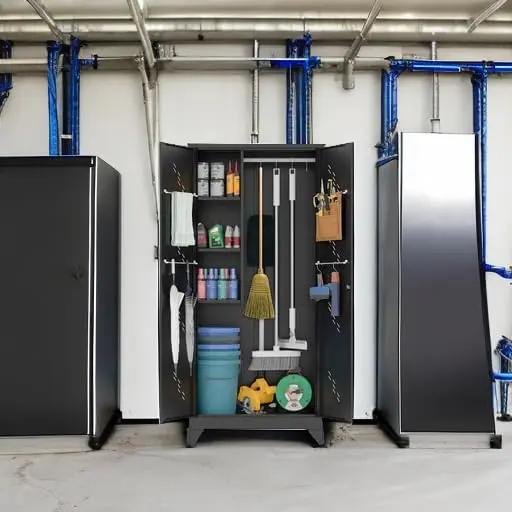 Storage Cabinet with Lockable Doors, Functional Garage Storage Cabinet, Tool Cabinet Garage Organization Cabinet with Hanging Ro 6