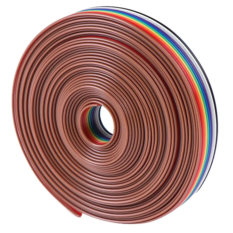 5M 10WAY Flat Color Rainbow Ribbon Cable Extension Electric Wire LED Stirp 10P 28AWG for ribbon cable