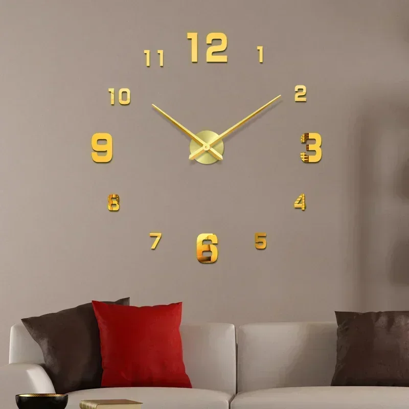 3D DIY Wall Clock Acrylic Mirror Stickers