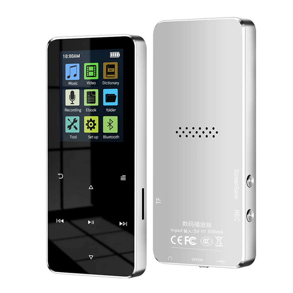 Bluetooth MP3 MP4 Player 8G HiFi Music Player Supports Card,with FM Alarm Clock Pedometer E-Book Built-in