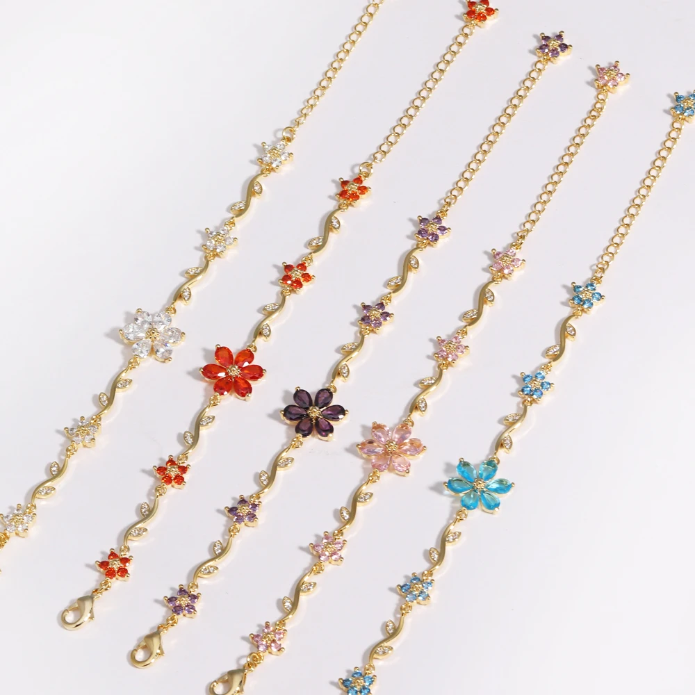 Elegant Floral CZ Bracelet with Bow Accent - Luxury Designer Jewelry Gift