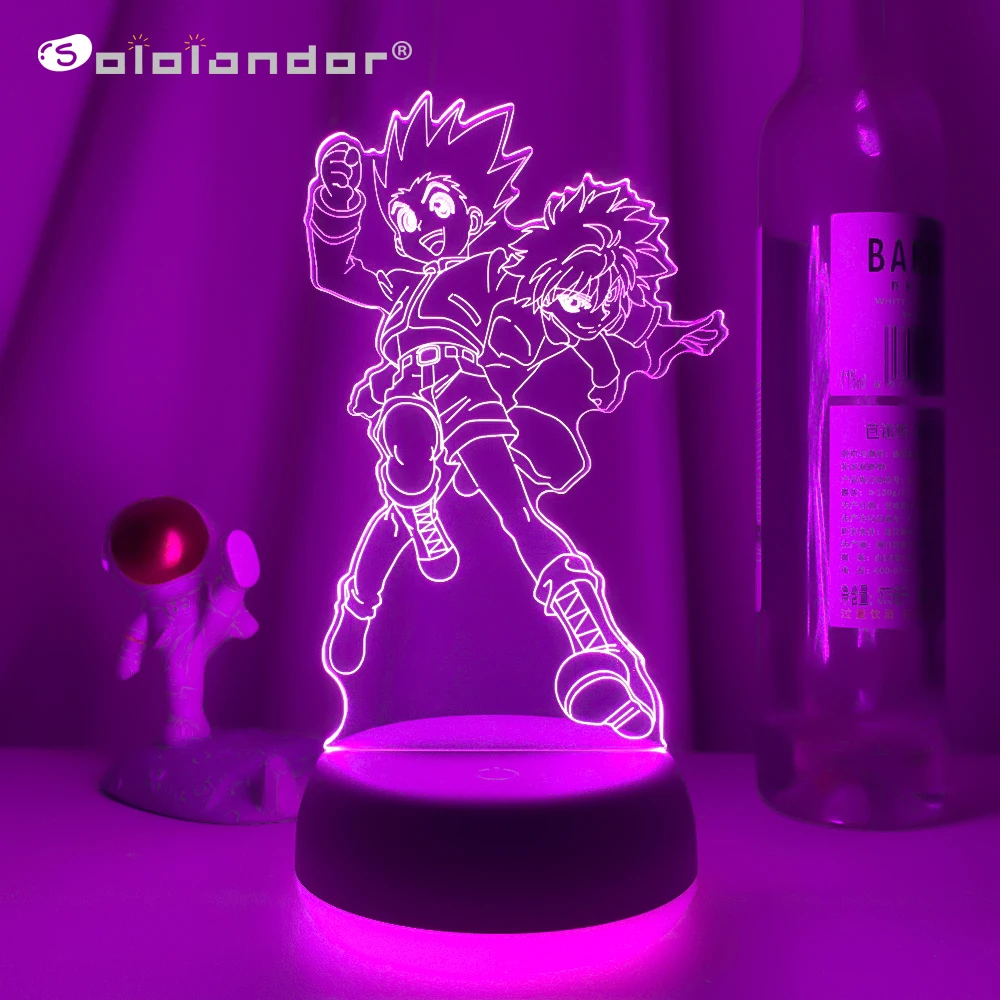 

Акриловая аниме 3d лампа Hunter X Hunter Killua и Gon для спальни Декор Светильник подарок на день рождения светодиодный ночсветильник манга Hxh Killua