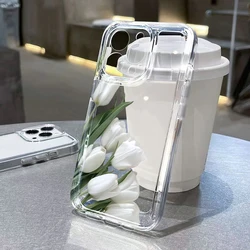 Aesthetic White Tulip Protective Phone Case with Clean Back Cover - iPhone SE (2020) (BA - T0991)