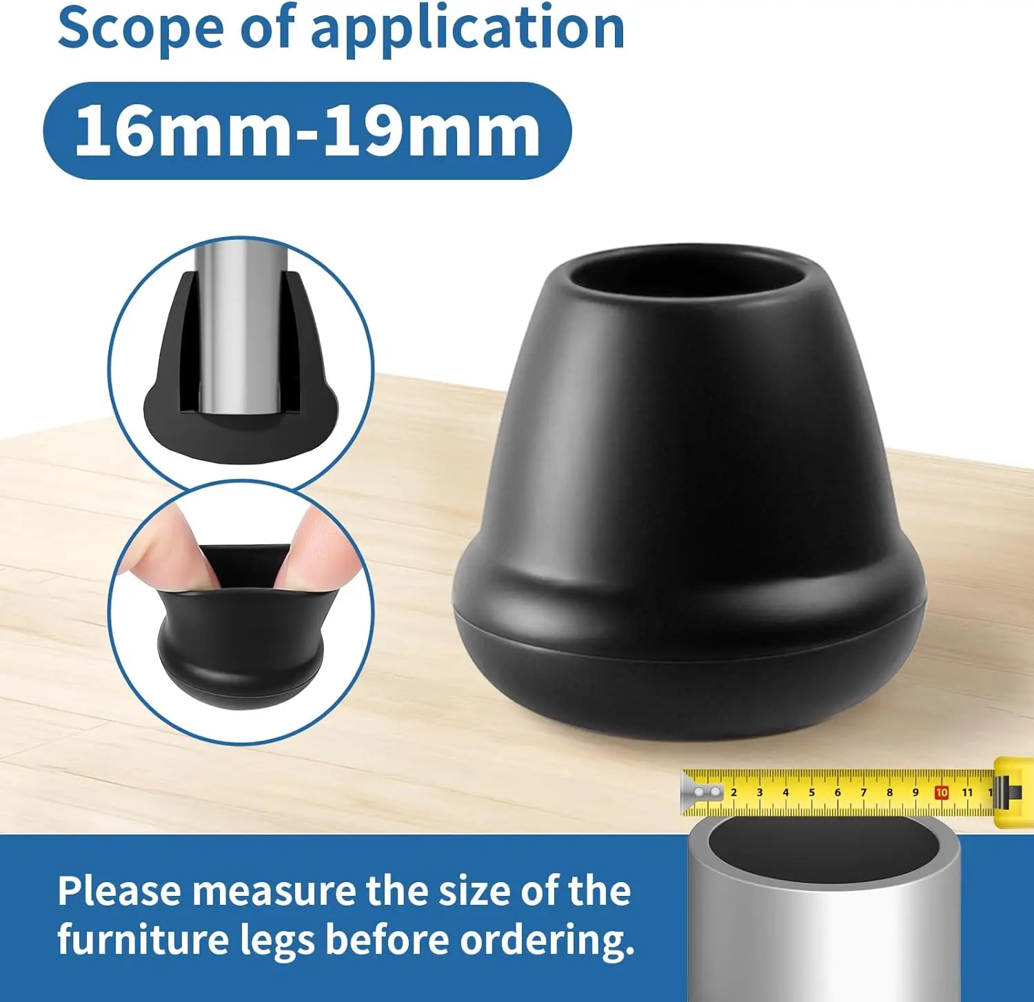 Black Chair Leg Floor Protectors Foot Cover Silicone Furniture Table Feet Protect Hardwood Floor from Scratches Chair Leg Caps Chair Leg Protector Furniture Foot Protector Furniture Leg Pads Furniture Foot Pads Furniture Leg Caps Rubber Furniture Feet Pads