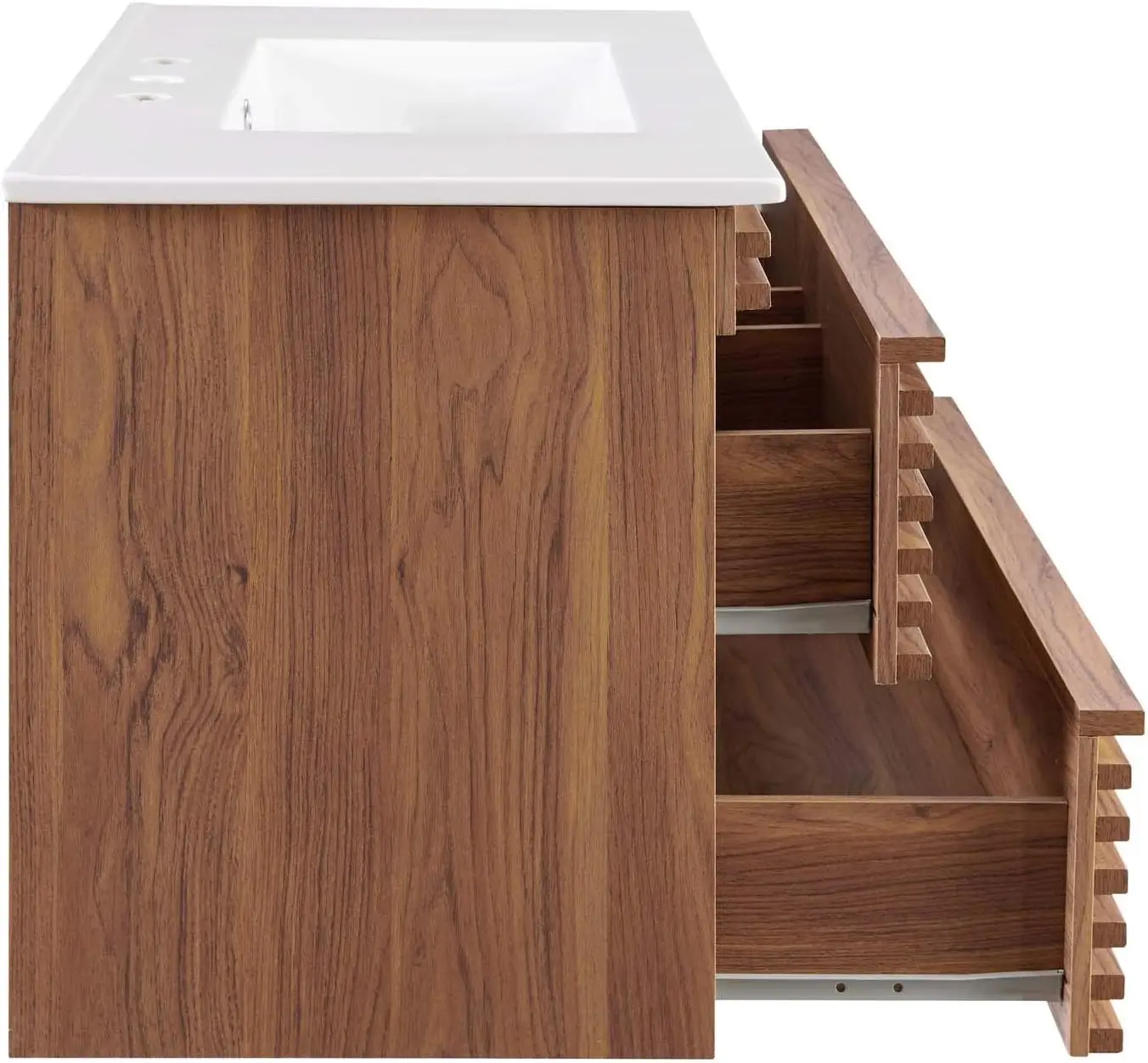 Render 36" Wall-Mount Bathroom Vanity in Walnut White 4
