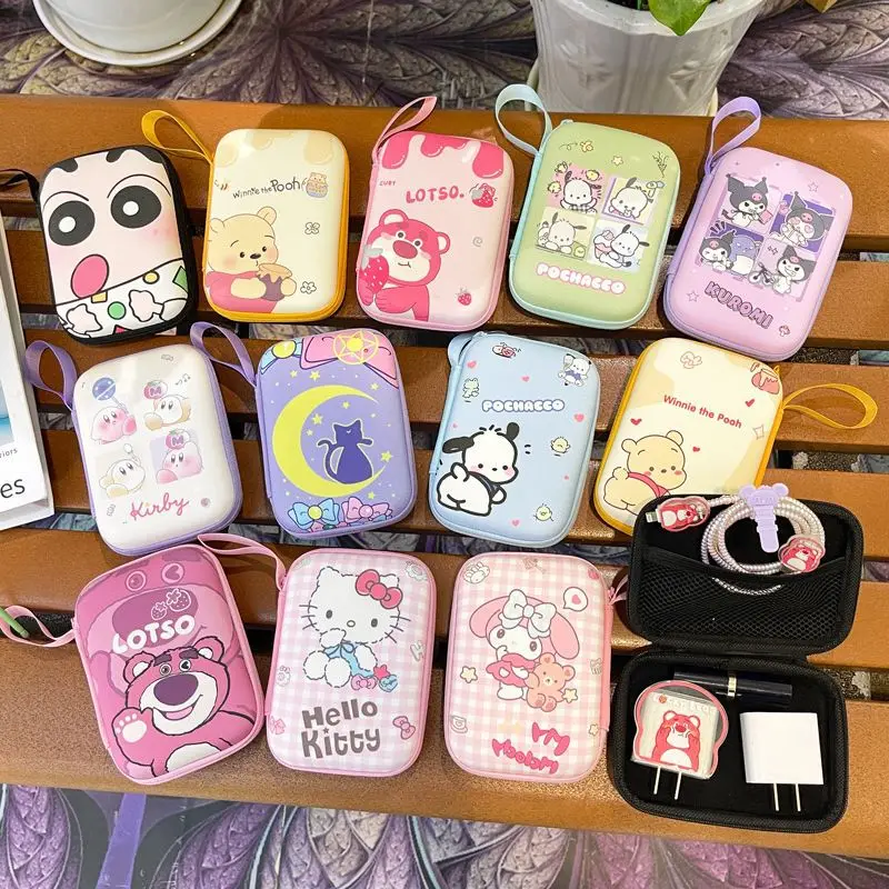 

Sanrio Data Cable Storage Bag Kawaii Hello Kitty Kuromi My Melody Mobile Phone Charger Headphones Loose Change Bag Girls Gift