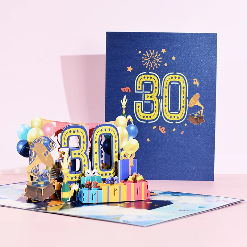 Anniversary Card Pop Up 1st 18th 30th Birthday Card Anniversary Number Greeting Cards for Wedding Wife Husband Girlfriend