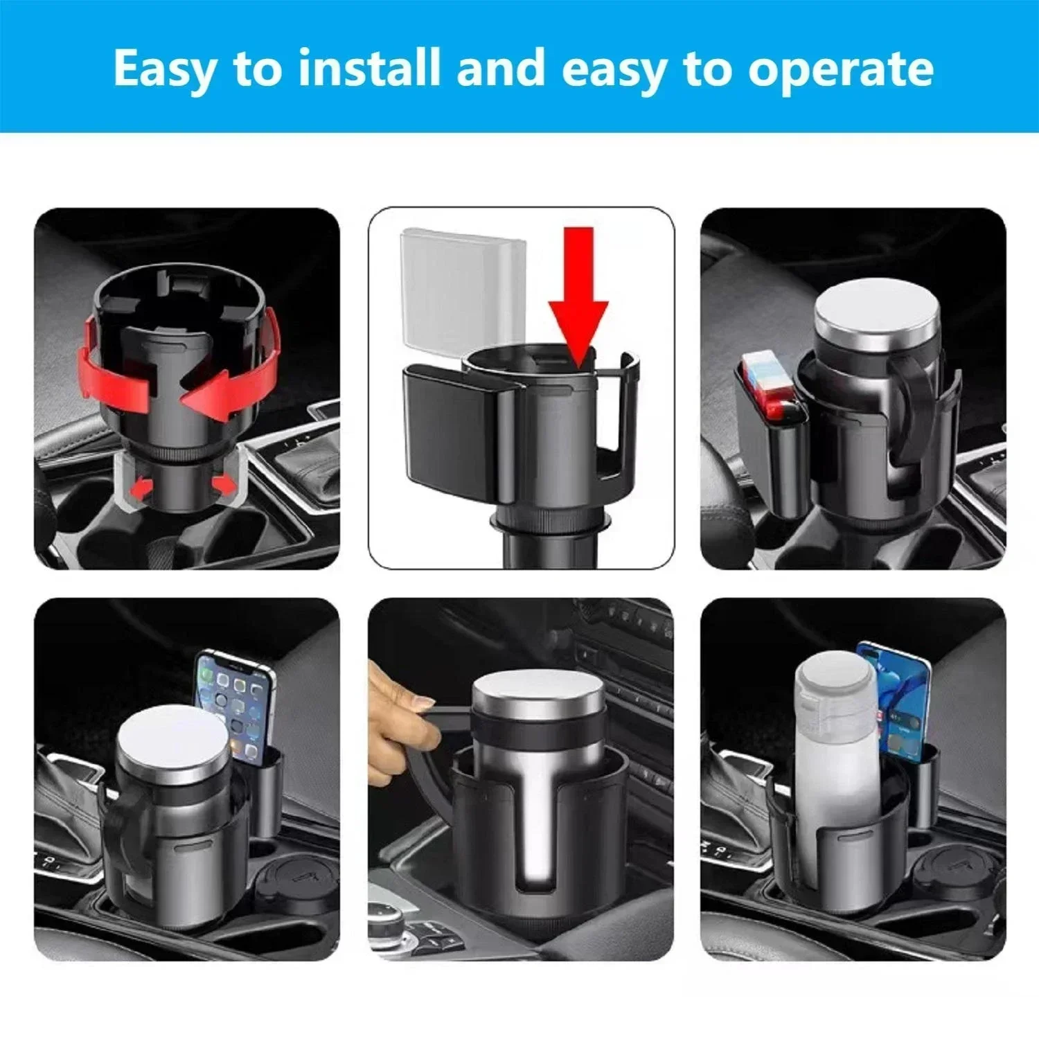 Enhanced Multifunctional Car Cup and Phone Holder Adapter