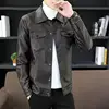 2024 New Style Leather Men's New Lapel Handsome Casual Thin Plus Fleece Coat Young Slim Korean Wear Fashion Trend Zipper Jacket 4