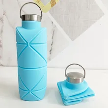 Collapsible Silicone Water Bottle Leakproof Valve BPA Free Foldable Water Bottle Gym Camping Sports Lightweight Travel Durable 