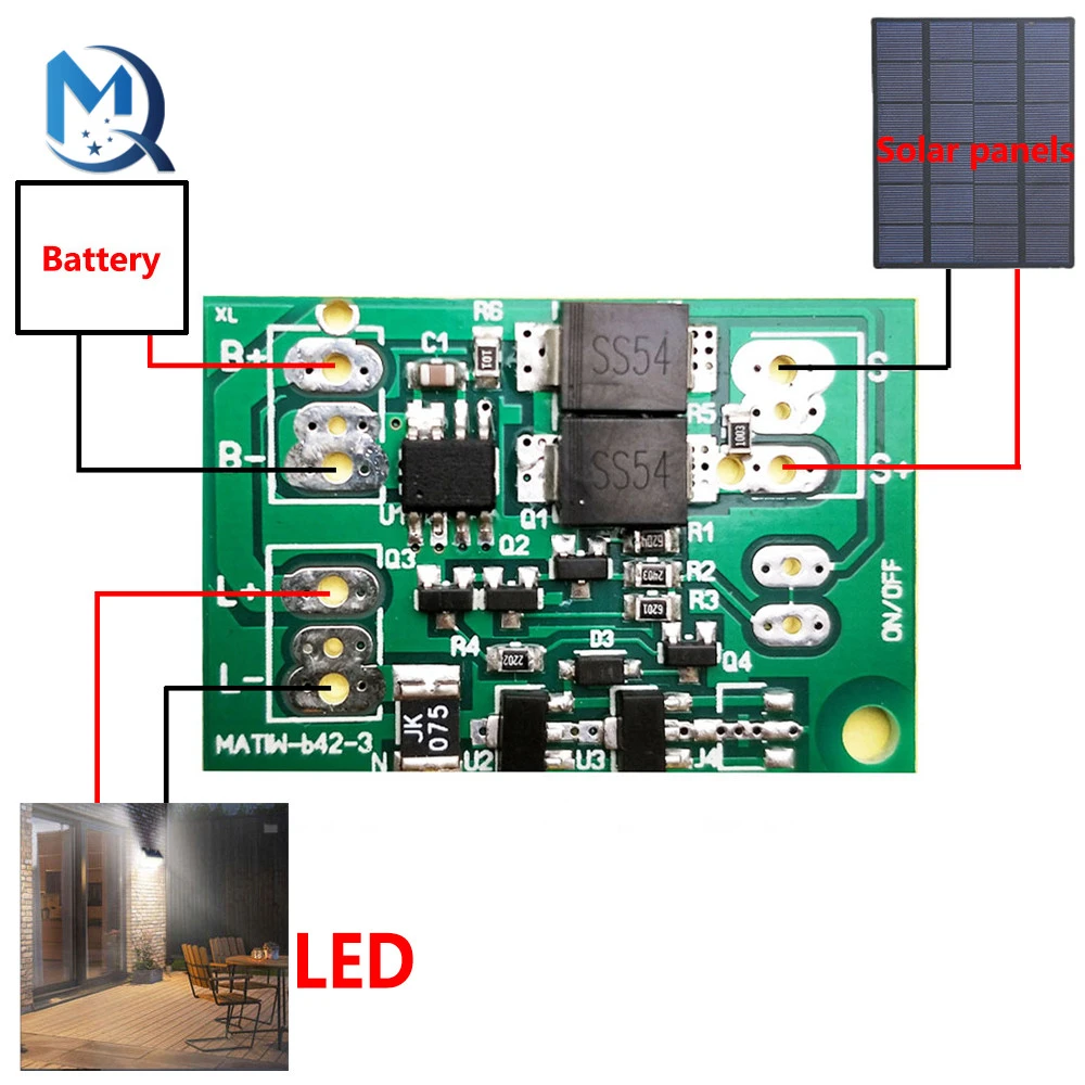 Automatic Solar Panel Battery Charger Board Night Light Led Courtyard