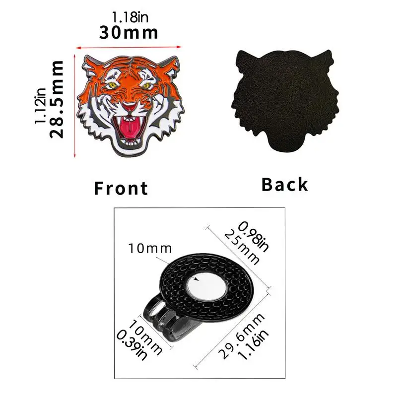 Golf Marker Magnetic Hat Clip Unique Tiger Design Ball Holder Clip Golf Ball Holder