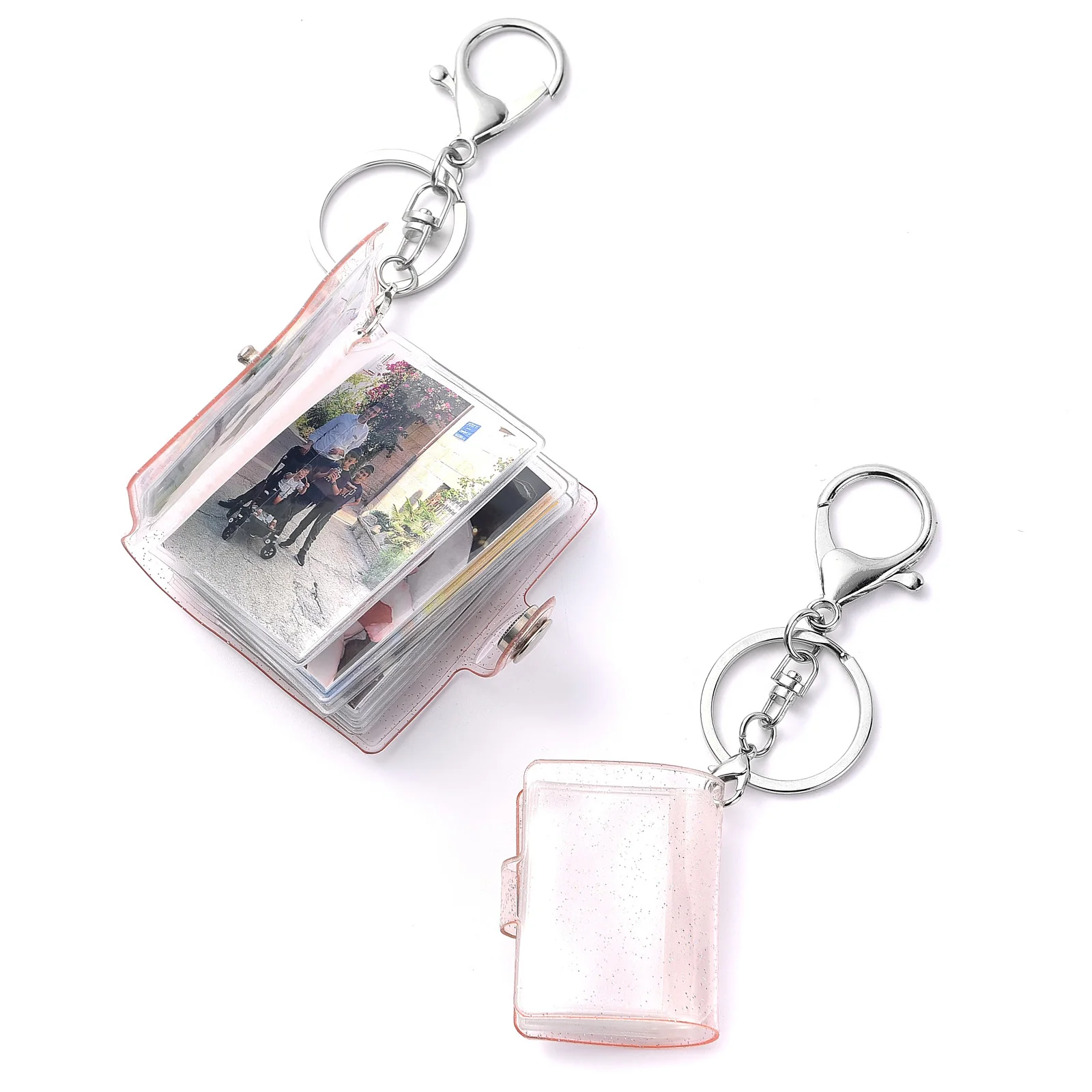 

Custom 16 Mini Small Photo PU Album Keychains ID Instant Pictures Interstitial Storage PhotoCard Book Holder Keyring Diy Gifts