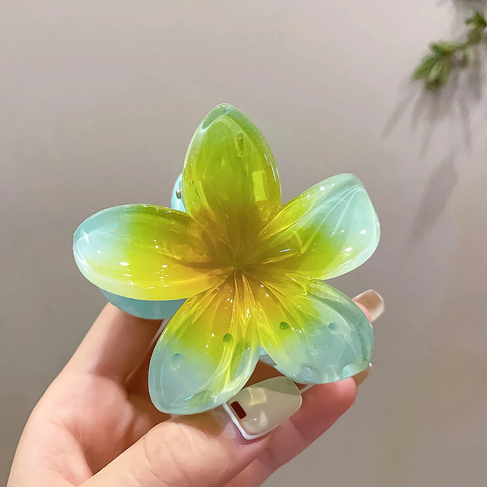 Hair Clip Fashion Hairpin Gradient Flower Barrettes Girls Ponytail Shark Claws Candy Color Frangipani Hair Jewelry