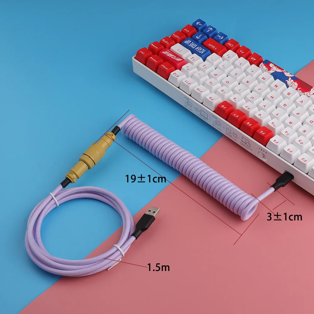 Lano tipo c Teclado Enrolado Cabo Hardware Linker Usb Gx16 Aviação Cabo Mecânico Espiral Gaming Usb c Cabo Teclado - Imagem 2
