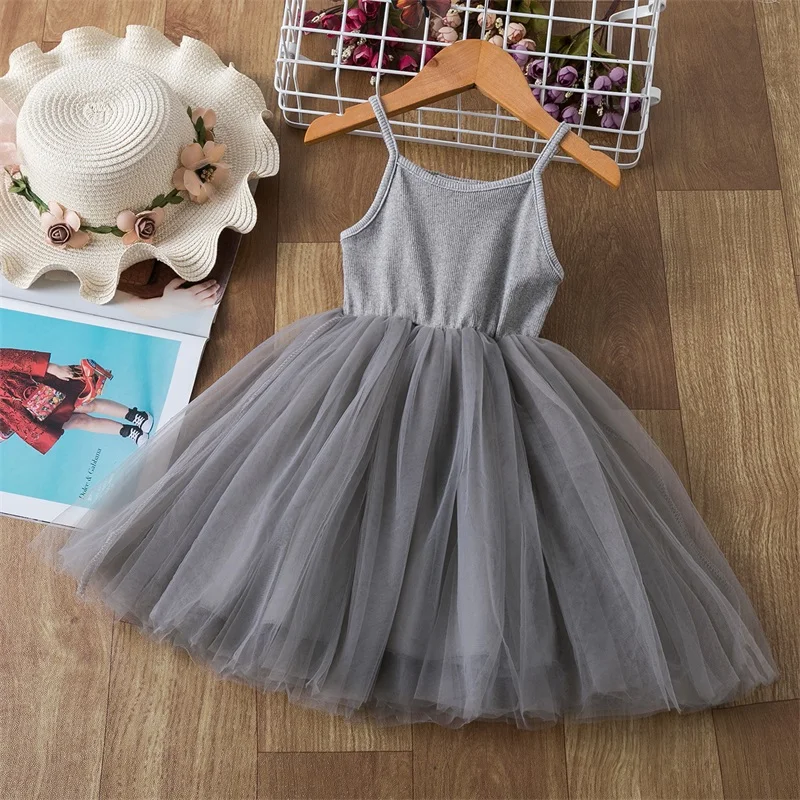 Dresses discount Baby Girls Sling Black Tulle Tutu Dress Girl Summer Casual Wear Children Ballet Dance Dress Events Elegant Vestidos Infantil 3-8 satin dress