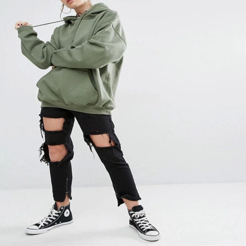 Women Cotton Long Sleeve Pullover Hooded Pocket Solid Sweatshirt Fashion Casual Spring Fall Winter Hoodies Classic Tops Simple
