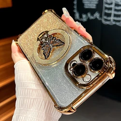 Plating Butterfly Holder Silicone Stand Case - Poco x6 pro 5g (FS SFHD Gold)