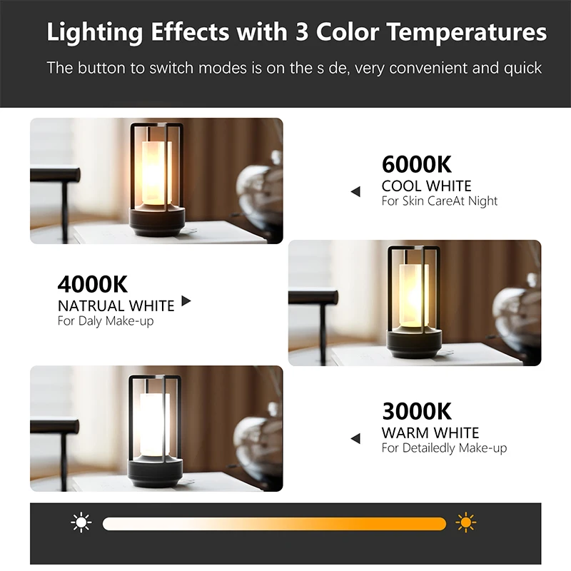 Portable Cordless Led Desk Lamp Touch Three-Color Infinite Dimming Rechargeable Battery Dimming Lighting for Restaurants Bedroom Bar Camping led light desk lamp led desk lamp
