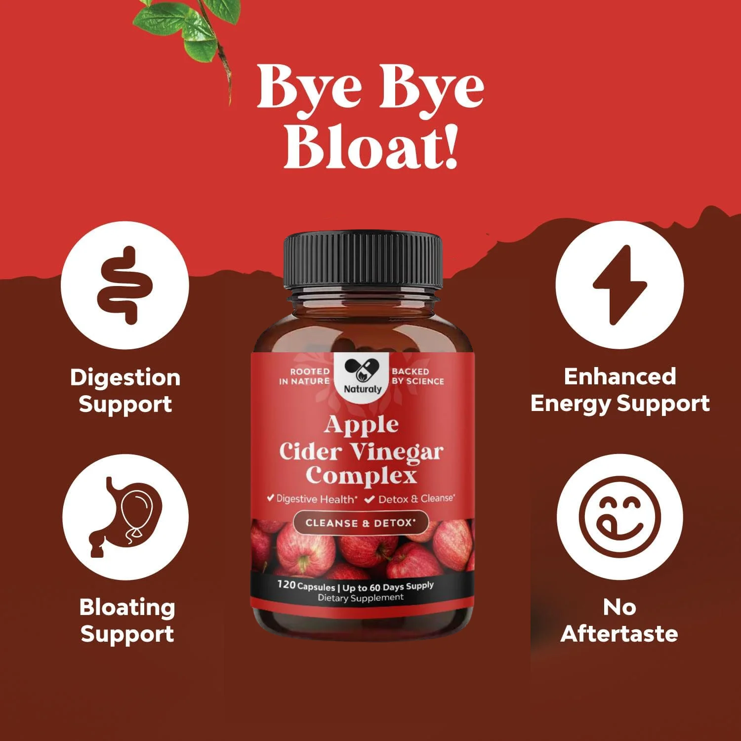 Apple Cider Vinegar Capsules Promotes digestion and healthy weight loss, weight management supplement