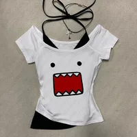 Aesthetic Gothic Y2K Emo girls Casual Crop Tops Harajuku Fairy Print Punk Women's Tops vintage Fashion Goth Streetwear Vest 90s