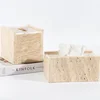 Rectangle and Square Natural Marble Tissue Box Vintage Beige Travertine Stone Storage Organization Case 1