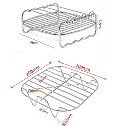 Square Silicone Air Fryer Basket and Grill Rack Set - Reusable, Foldable, BPA-Free Baking Tray Accessories (Square rack set)