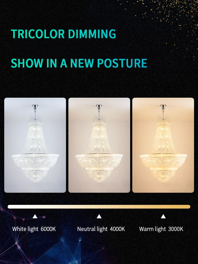 Staircase European-Style Chandelier Free Freight Luxury Living Room Restaurant Crystal Chandelier Hotel Lobby Villa High Ceiling