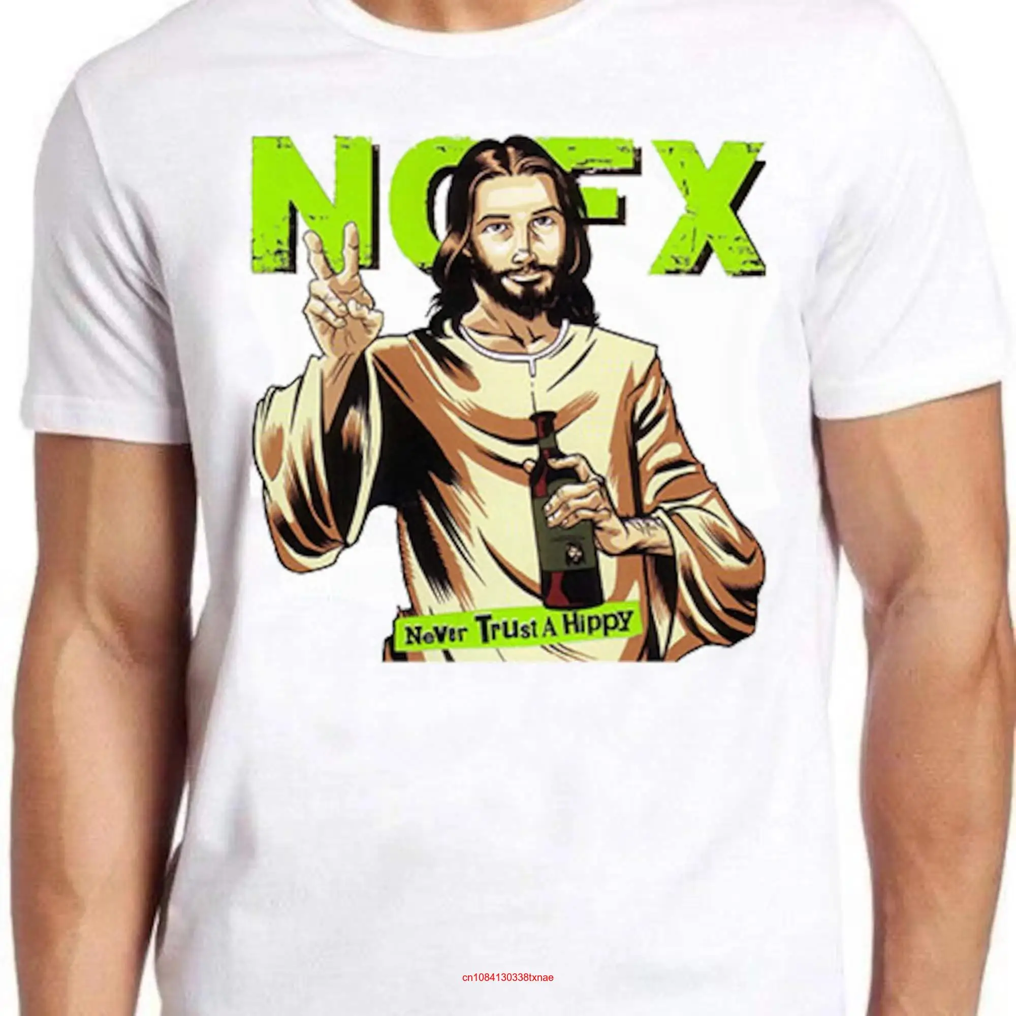 NOFX музыкальная футболка B1736 с изображением Иисуса никогда не доверяющий хиппи ретро крутой Топ с длинным или коротким рукавом