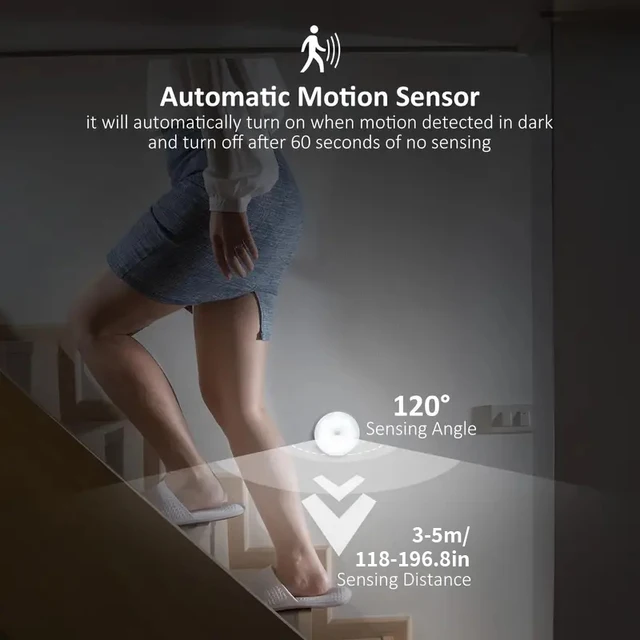 Lumières LED à capteur de mouvement humain, veilleuse pour chambre à coucher, escaliers, couloir, éclairage de garde-robe, lampe de décoration, USB aste, 3 pièces 4
