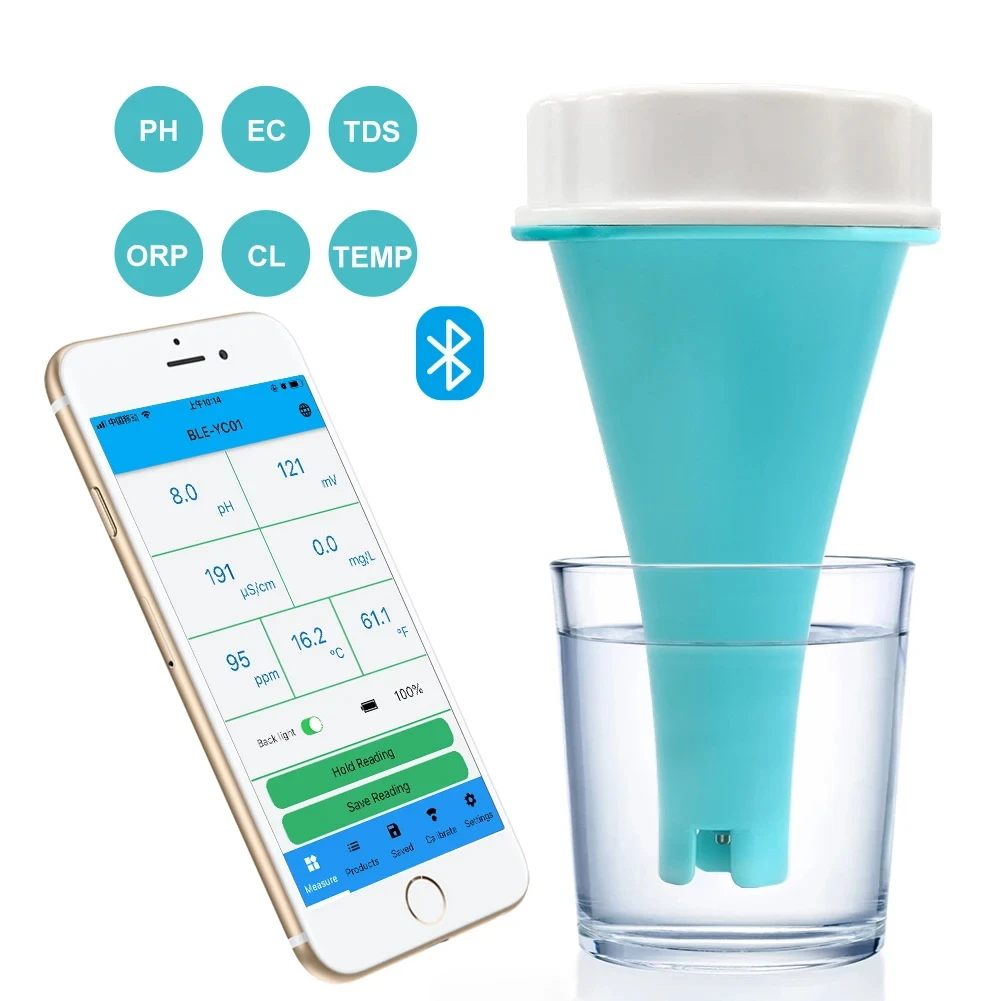 BLE YC01 Pool Wasserqualität Tester - 6-in-1 Smart Messgerät