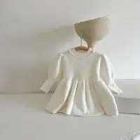 Autumn Winter Baby Girl Knitted Dress Baby Fashion Long Sleeve Princess Girl Sweater Dress Warm Cotton Toddler Girl Clothes 4