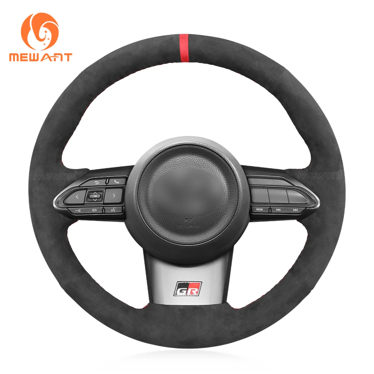 Mewant Black Alcantara Car Steering Wheel Cover Wraps for Toyota Yaris GR RZ 2020 2021 2022 Corolla 2023 Interior Accesorios