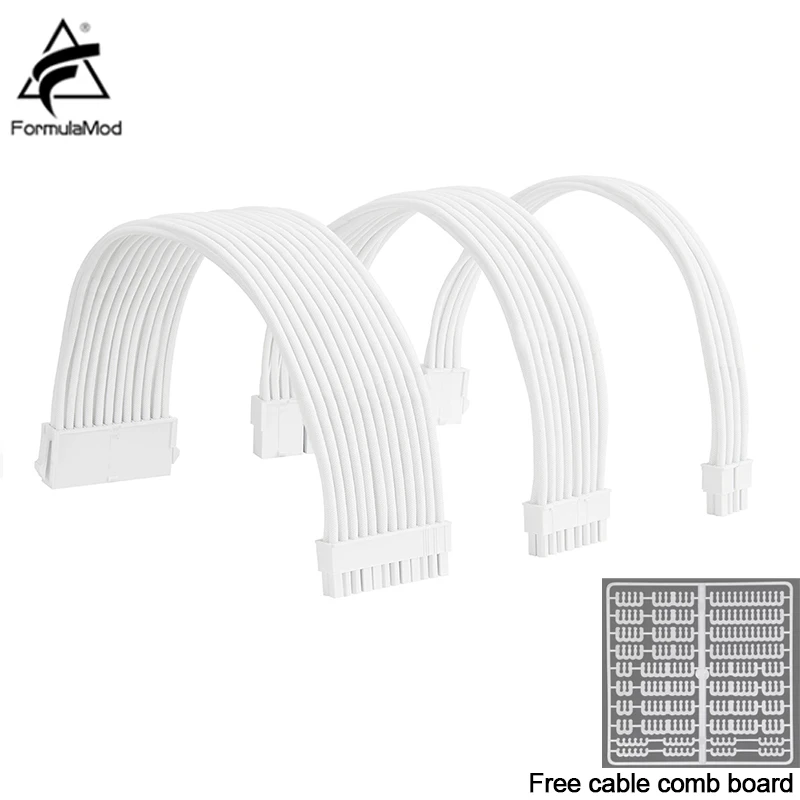 FormulaMod NCK1 Series Solid Color PSU Extension Cable Kit - 300mm ATX24Pin, PCI-E8Pin, CPU8Pin with Combs Description Image.This Product Can Be Found With The Tag Names Computer Cables Connecting, Computer Peripherals, PC Hardware Cables Adapters, Series psu extension cable kit