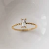 New Ladies Delicate Colorful Purple Green Yellow Cubic Zirconia Square Rings For Women Stainless Steel Braid Ring Jewelry Gift 4