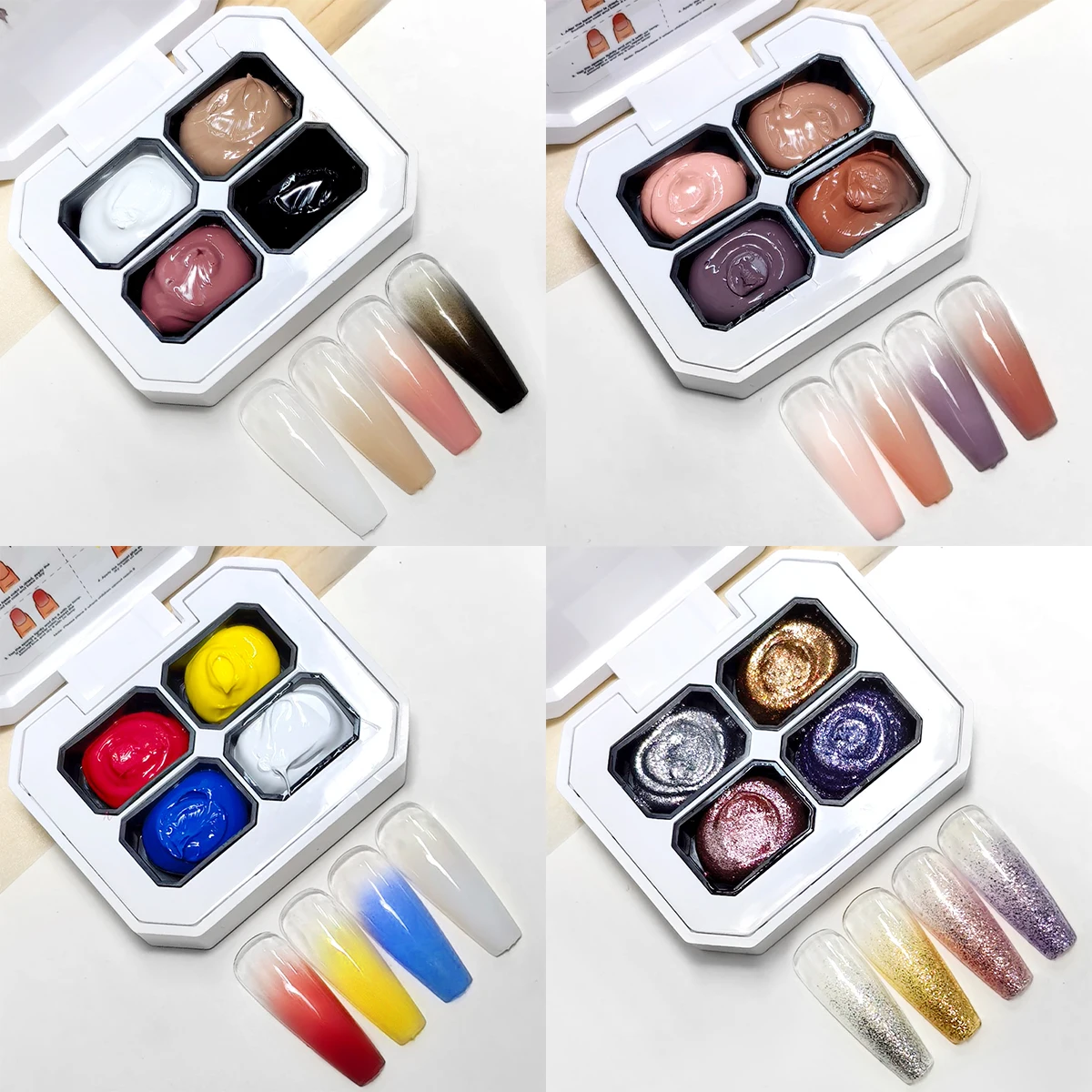 LIMEGIRL 4 Color Gradient Painting Gel Nail Art Gradient Color Quick DIY Design Gel  Flower Paint Engraving Gel Nail Polish