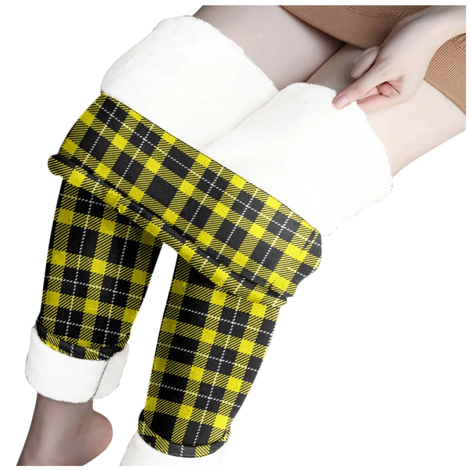 Womens Winter Casual Leggings Elastic Waist Thermal Capris Workout Trousers Thermal Prints Pants