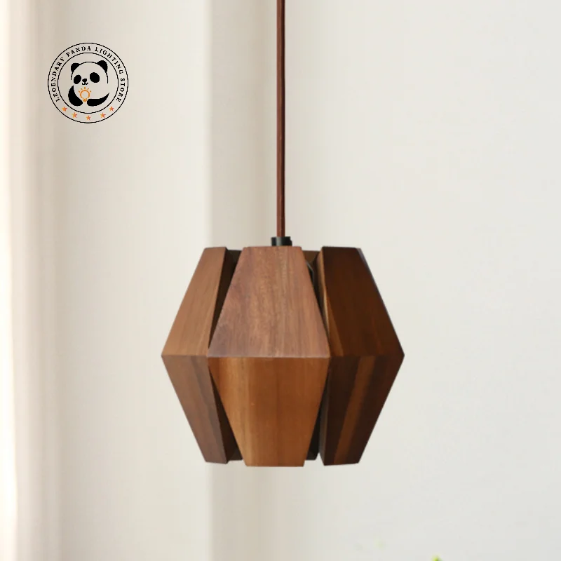 

Japanese Retro Wabi-Sabi Bedside Wooden Pendant Light LED E27 Zen Art Decor Hanging Lamp Bedroom Kitchen Island Homestay Hallway