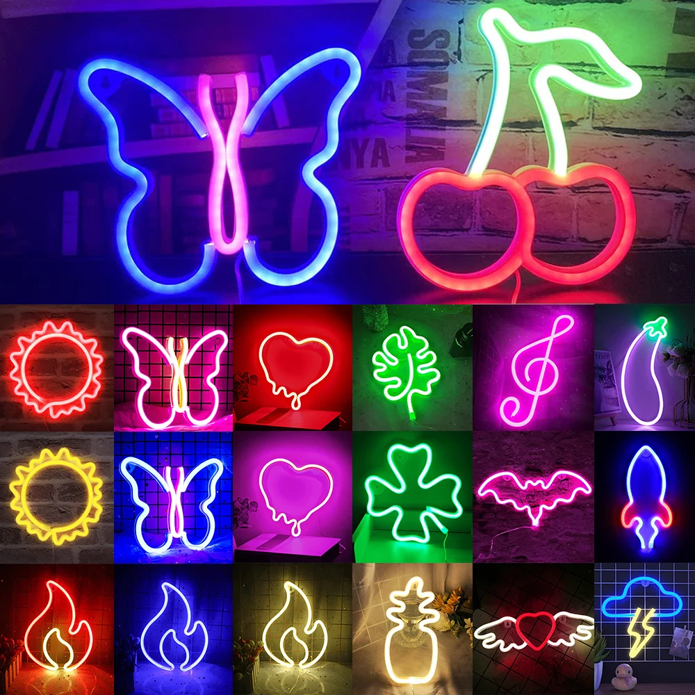 USB Battery LED Neon Lights Sign for Wall Art Decor Heart Gaming Bar Usb battery led neon lights sign for wall art decor heart gaming bar