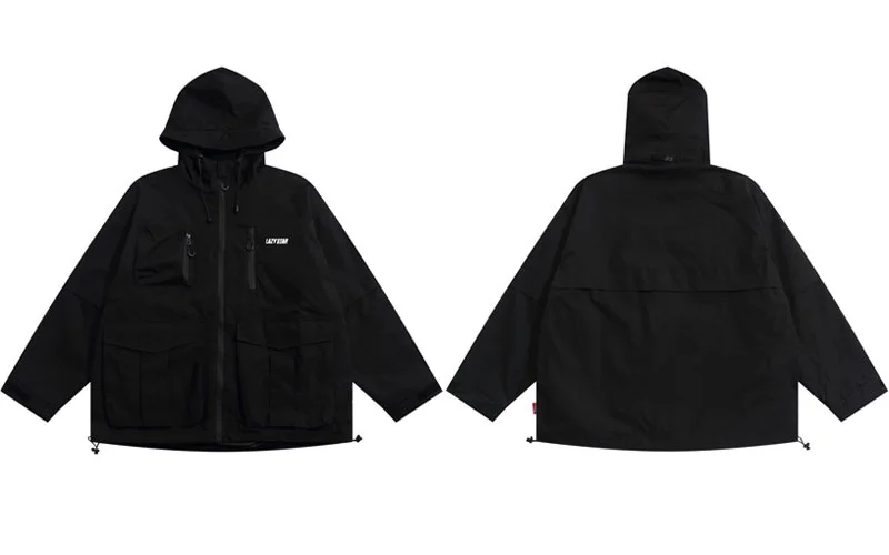 

Men Cargo Hooded Jacket Autumn Multi Pockets Hiking Camping Windbreaker Waterproof Jackets Fashion Casual Zipper Coat Outdoor