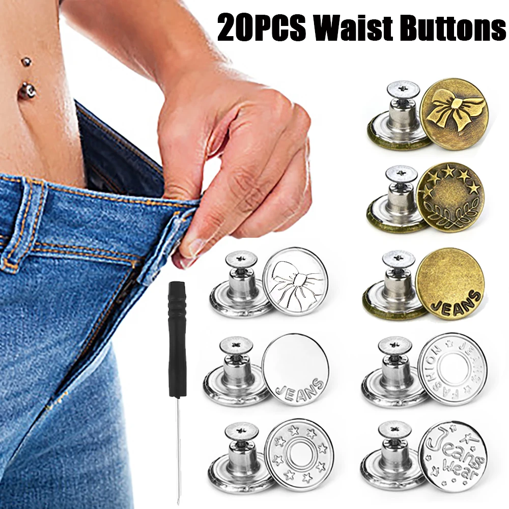 1PCS Adjustable Waist Button For Jeans Pants Detachable Button, No