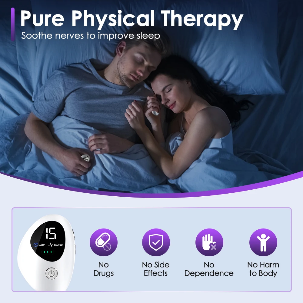 New Microcurrent Sleep Aid Device EMS Sleep Aid Machine Sleep Instrument for Insomnia Stress Anxiety Relief Palm Pulse Massager