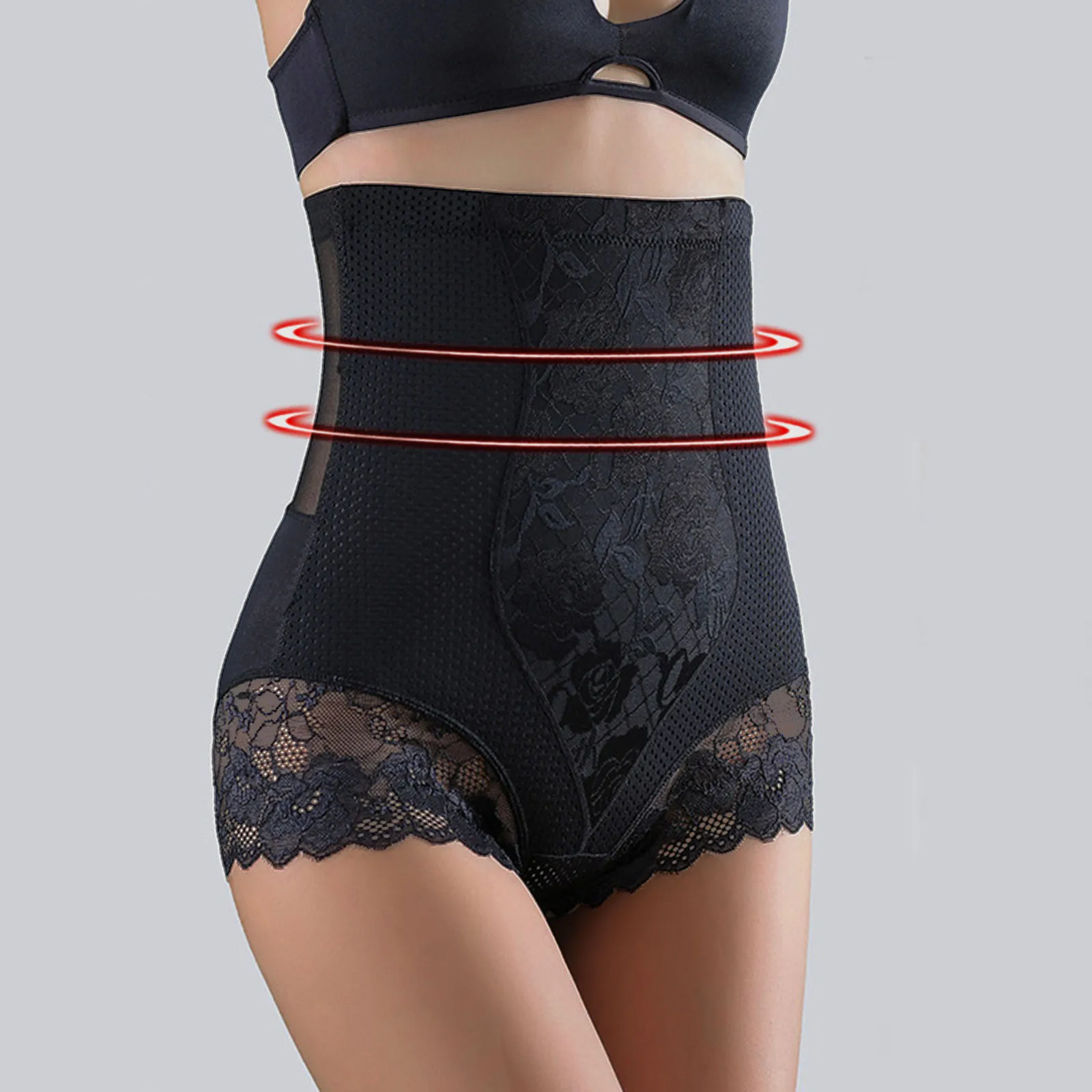 

Женское корректирующее белье с кружевом, эластичные трусики с высокой талией для утягивания живота и бедер