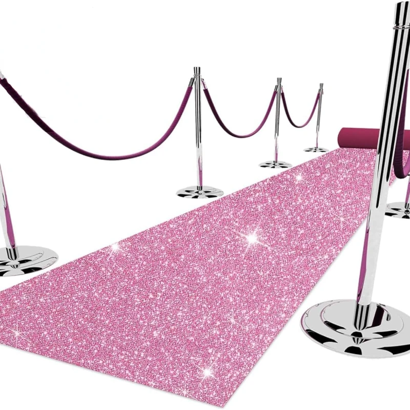 Sparkling Pink Party Carpet T-stage Holiday Event Red Carpet Romantic Wedding Aisle T-stage Ceremony Stage Aisle Long Carpet