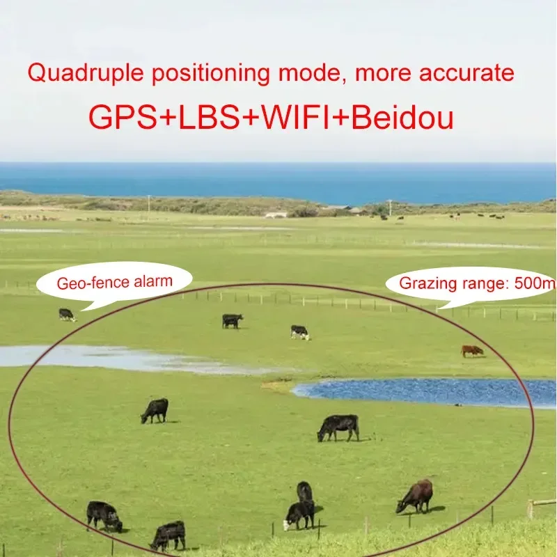 Solar Animal GPS Tracker Anti-removal Alarm Portable WiFi GPS Locator Waterproof Anti-lost Tracker for Cow Cattle Sheep Horses
