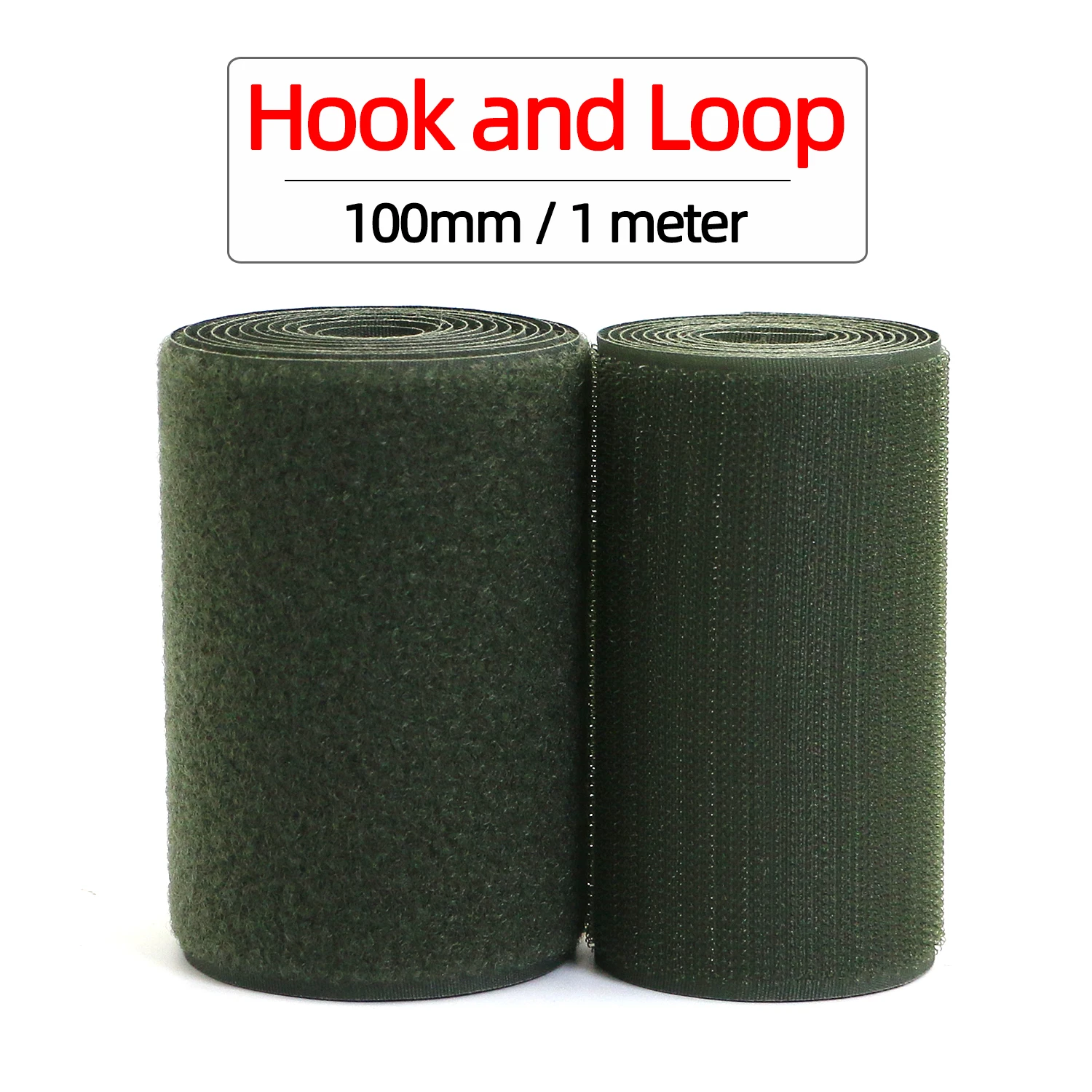 

1Meter/pairs 100mm Olive Drab Non-adhesive Hook and Loop fastener Tape Sewing-on the hooks adhesive Magic tape DIY Green
